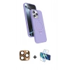 MARSİLYAN™- iPhone 16 Pro Max Kılıf İz Işık Koleksiyonu - Siyah 3D Antistatik Cam Ekran Koruyucu + Pers Alüminyum Kamera Lens - CLTM