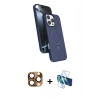 MARSİLYAN™- iPhone 16 Pro Max Kılıf İz Işık Koleksiyonu - Siyah 3D Antistatik Cam Ekran Koruyucu + Pers Alüminyum Kamera Lens - CLTM