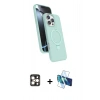 MARSİLYAN™- iPhone 16 Pro Max Kılıf İz Işık Koleksiyonu - Siyah 3D Antistatik Cam Ekran Koruyucu + PVD Metal Kamera Lens - GD