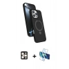 MARSİLYAN™- iPhone 16 Pro Max Kılıf İz Işık Koleksiyonu - Siyah 3D Antistatik Cam Ekran Koruyucu + PVD Metal Kamera Lens - GD