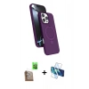 MARSİLYAN™- iPhone 16 Pro Max Kılıf İz Işık Koleksiyonu - Siyah 3D Antistatik Cam Ekran Koruyucu + Raze Metal Kamera Lens - CLTM