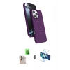 MARSİLYAN™- iPhone 16 Pro Max Kılıf İz Işık Koleksiyonu - Siyah 3D Antistatik Cam Ekran Koruyucu + Raze Metal Kamera Lens - NLGY