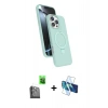 MARSİLYAN™- iPhone 16 Pro Max Kılıf İz Işık Koleksiyonu - Siyah 3D Antistatik Cam Ekran Koruyucu + Raze Metal Kamera Lens - SH