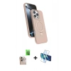 MARSİLYAN™- iPhone 16 Pro Max Kılıf İz Işık Koleksiyonu - Siyah 3D Antistatik Cam Ekran Koruyucu + Raze Metal Kamera Lens - NLGY