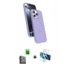 MARSİLYAN™- iPhone 16 Pro Max Kılıf İz Işık Koleksiyonu - Siyah 3D Antistatik Cam Ekran Koruyucu + Raze Metal Kamera Lens - SH