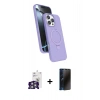 MARSİLYAN™- iPhone 16 Pro Max Kılıf İz Işık Koleksiyonu - Siyah 3D Antistatik Hayalet Cam Ekran Koruyucu + Bilvis Titan Kamera Lens - GS