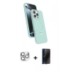 MARSİLYAN™- iPhone 16 Pro Max Kılıf İz Işık Koleksiyonu - Siyah 3D Antistatik Hayalet Cam Ekran Koruyucu + Pers Alüminyum Kamera Lens - GS