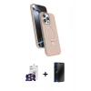 MARSİLYAN™- iPhone 16 Pro Max Kılıf İz Işık Koleksiyonu - Siyah 3D Antistatik Hayalet Cam Ekran Koruyucu + Bilvis Titan Kamera Lens - GS