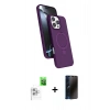 MARSİLYAN™- iPhone 16 Pro Max Kılıf İz Işık Koleksiyonu - Siyah 3D Antistatik Hayalet Cam Ekran Koruyucu + Raze Metal Kamera Lens - BZ