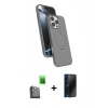 MARSİLYAN™- iPhone 16 Pro Max Kılıf İz Işık Koleksiyonu - Siyah 3D Antistatik Hayalet Cam Ekran Koruyucu + Raze Metal Kamera Lens - SH
