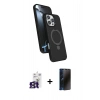 MARSİLYAN™- iPhone 16 Pro Max Kılıf İz Işık Koleksiyonu - Siyah 3D Antistatik Hayalet Cam Ekran Koruyucu + Bilvis Titan Kamera Lens - TMGI