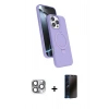 MARSİLYAN™- iPhone 16 Pro Max Kılıf İz Işık Koleksiyonu - Siyah 3D Antistatik Hayalet Cam Ekran Koruyucu + Pers Alüminyum Kamera Lens - GI