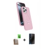 MARSİLYAN™- iPhone 16 Pro Max Kılıf İz Işık Koleksiyonu - Siyah 3D Antistatik Hayalet Cam Ekran Koruyucu + Raze Metal Kamera Lens - CLTM