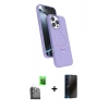 MARSİLYAN™- iPhone 16 Pro Max Kılıf İz Işık Koleksiyonu - Siyah 3D Antistatik Hayalet Cam Ekran Koruyucu + Raze Metal Kamera Lens - SH