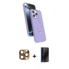 MARSİLYAN™- iPhone 16 Pro Max Kılıf İz Işık Koleksiyonu - Siyah 3D Antistatik Hayalet Cam Ekran Koruyucu + Pers Alüminyum Kamera Lens - CLTM