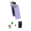 MARSİLYAN™- iPhone 16 Pro Max Kılıf İz Işık Koleksiyonu - Siyah 3D Antistatik Hayalet Cam Ekran Koruyucu + Raze Metal Kamera Lens - NLGY