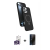 MARSİLYAN™- iPhone 16 Pro Max Kılıf İz Işık Koleksiyonu - Siyah 3D Antistatik Hayalet Cam Ekran Koruyucu + Bilvis Titan Kamera Lens - GS