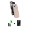 MARSİLYAN™- iPhone 16 Pro Max Kılıf İz Işık Koleksiyonu - Siyah 3D Antistatik Hayalet Cam Ekran Koruyucu + Raze Metal Kamera Lens - SH