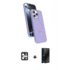 MARSİLYAN™- iPhone 16 Pro Max Kılıf İz Işık Koleksiyonu - Siyah 3D Antistatik Hayalet Cam Ekran Koruyucu + PVD Metal Kamera Lens - GS