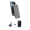 MARSİLYAN™- iPhone 16 Pro Max Kılıf İz Işık Koleksiyonu - Siyah 3D Antistatik Hayalet Cam Ekran Koruyucu + Bilvis Titan Kamera Lens - TMGI
