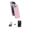 MARSİLYAN™- iPhone 16 Pro Max Kılıf İz Işık Koleksiyonu - Siyah 3D Antistatik Hayalet Cam Ekran Koruyucu + Bilvis Titan Kamera Lens - TMGI