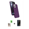 MARSİLYAN™- iPhone 16 Pro Max Kılıf İz Işık Koleksiyonu - Siyah 3D Antistatik Hayalet Cam Ekran Koruyucu + Raze Metal Kamera Lens - NLGY