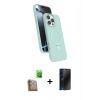 MARSİLYAN™- iPhone 16 Pro Max Kılıf İz Işık Koleksiyonu - Siyah 3D Antistatik Hayalet Cam Ekran Koruyucu + Raze Metal Kamera Lens - CLTM