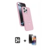 MARSİLYAN™- iPhone 16 Pro Max Kılıf İz Işık Koleksiyonu - Siyah 3D Antistatik Mat Seramik Nano Ekran Koruyucu + PVD Metal Kamera Lens - GS