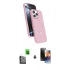 MARSİLYAN™- iPhone 16 Pro Max Kılıf İz Işık Koleksiyonu - Siyah 3D Antistatik Mat Seramik Nano Ekran Koruyucu + Raze Metal Kamera Lens - SH