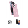 MARSİLYAN™- iPhone 16 Pro Max Kılıf İz Işık Koleksiyonu - Siyah 3D Antistatik Mat Seramik Nano Ekran Koruyucu + Pers Alüminyum Kamera Lens - GI