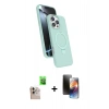 MARSİLYAN™- iPhone 16 Pro Max Kılıf İz Işık Koleksiyonu - Siyah 3D Antistatik Mat Seramik Nano Ekran Koruyucu + Raze Metal Kamera Lens - NLGY