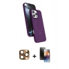 MARSİLYAN™- iPhone 16 Pro Max Kılıf İz Işık Koleksiyonu - Siyah 3D Antistatik Mat Seramik Nano Ekran Koruyucu + Pers Alüminyum Kamera Lens - CLTM