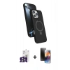 MARSİLYAN™- iPhone 16 Pro Max Kılıf İz Işık Koleksiyonu - Siyah 3D Antistatik Mat Seramik Nano Ekran Koruyucu + Bilvis Titan Kamera Lens - GS