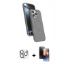 MARSİLYAN™- iPhone 16 Pro Max Kılıf İz Işık Koleksiyonu - Siyah 3D Antistatik Mat Seramik Nano Ekran Koruyucu + Pers Alüminyum Kamera Lens - GS