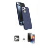 MARSİLYAN™- iPhone 16 Pro Max Kılıf İz Işık Koleksiyonu - Siyah 3D Antistatik Mat Seramik Nano Ekran Koruyucu + PVD Metal Kamera Lens - GS