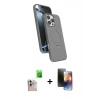 MARSİLYAN™- iPhone 16 Pro Max Kılıf İz Işık Koleksiyonu - Siyah 3D Antistatik Mat Seramik Nano Ekran Koruyucu + Raze Metal Kamera Lens - NLGY