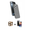 MARSİLYAN™- iPhone 16 Pro Max Kılıf İz Işık Koleksiyonu - Siyah 3D Antistatik Mat Seramik Nano Ekran Koruyucu + Pers Alüminyum Kamera Lens - CLTM