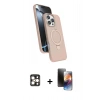 MARSİLYAN™- iPhone 16 Pro Max Kılıf İz Işık Koleksiyonu - Siyah 3D Antistatik Mat Seramik Nano Ekran Koruyucu + Gold PVD Metal Kamera Lens