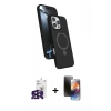 MARSİLYAN™- iPhone 16 Pro Max Kılıf İz Işık Koleksiyonu - Siyah 3D Antistatik Mat Seramik Nano Ekran Koruyucu + Bilvis Titan Kamera Lens - SH