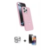 MARSİLYAN™- iPhone 16 Pro Max Kılıf İz Işık Koleksiyonu - Siyah 3D Antistatik Mat Seramik Nano Ekran Koruyucu + Pers Alüminyum Kamera Lens - GS