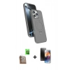 MARSİLYAN™- iPhone 16 Pro Max Kılıf İz Işık Koleksiyonu - Siyah 3D Antistatik Mat Seramik Nano Ekran Koruyucu + Raze Metal Kamera Lens - CLTM