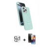MARSİLYAN™- iPhone 16 Pro Max Kılıf İz Işık Koleksiyonu - Siyah 3D Antistatik Mat Seramik Nano Ekran Koruyucu + Pers Alüminyum Kamera Lens - GS