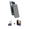MARSİLYAN™- iPhone 16 Pro Max Kılıf İz Işık Koleksiyonu - Siyah 3D Antistatik Mat Seramik Nano Ekran Koruyucu + Bilvis Titan Kamera Lens - GS