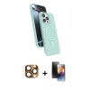 MARSİLYAN™- iPhone 16 Pro Max Kılıf İz Işık Koleksiyonu - Siyah 3D Antistatik Mat Seramik Nano Ekran Koruyucu + Pers Alüminyum Kamera Lens - CLTM