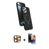 MARSİLYAN™- iPhone 16 Pro Max Kılıf İz Işık Koleksiyonu - Siyah 3D Antistatik Mat Seramik Nano Ekran Koruyucu + Pers Alüminyum Kamera Lens - CLTM