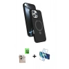 MARSİLYAN™- iPhone 16 Pro Max Kılıf İz Işık Koleksiyonu - Siyah 3D Antistatik Seramik Nano Ekran Koruyucu + Raze Metal Kamera Lens - NLGY