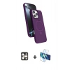 MARSİLYAN™- iPhone 16 Pro Max Kılıf İz Işık Koleksiyonu - Siyah 3D Antistatik Seramik Nano Ekran Koruyucu + PVD Metal Kamera Lens - GD