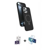 MARSİLYAN™- iPhone 16 Pro Max Kılıf İz Işık Koleksiyonu - Siyah 3D Antistatik Seramik Nano Ekran Koruyucu + Bilvis Titan Kamera Lens - TMGI