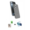 MARSİLYAN™- iPhone 16 Pro Max Kılıf İz Işık Koleksiyonu - Siyah 3D Antistatik Seramik Nano Ekran Koruyucu + Raze Metal Kamera Lens - NLGY