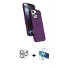 MARSİLYAN™- iPhone 16 Pro Max Kılıf İz Işık Koleksiyonu - Siyah 3D Antistatik Seramik Nano Ekran Koruyucu + Pers Alüminyum Kamera Lens - GS